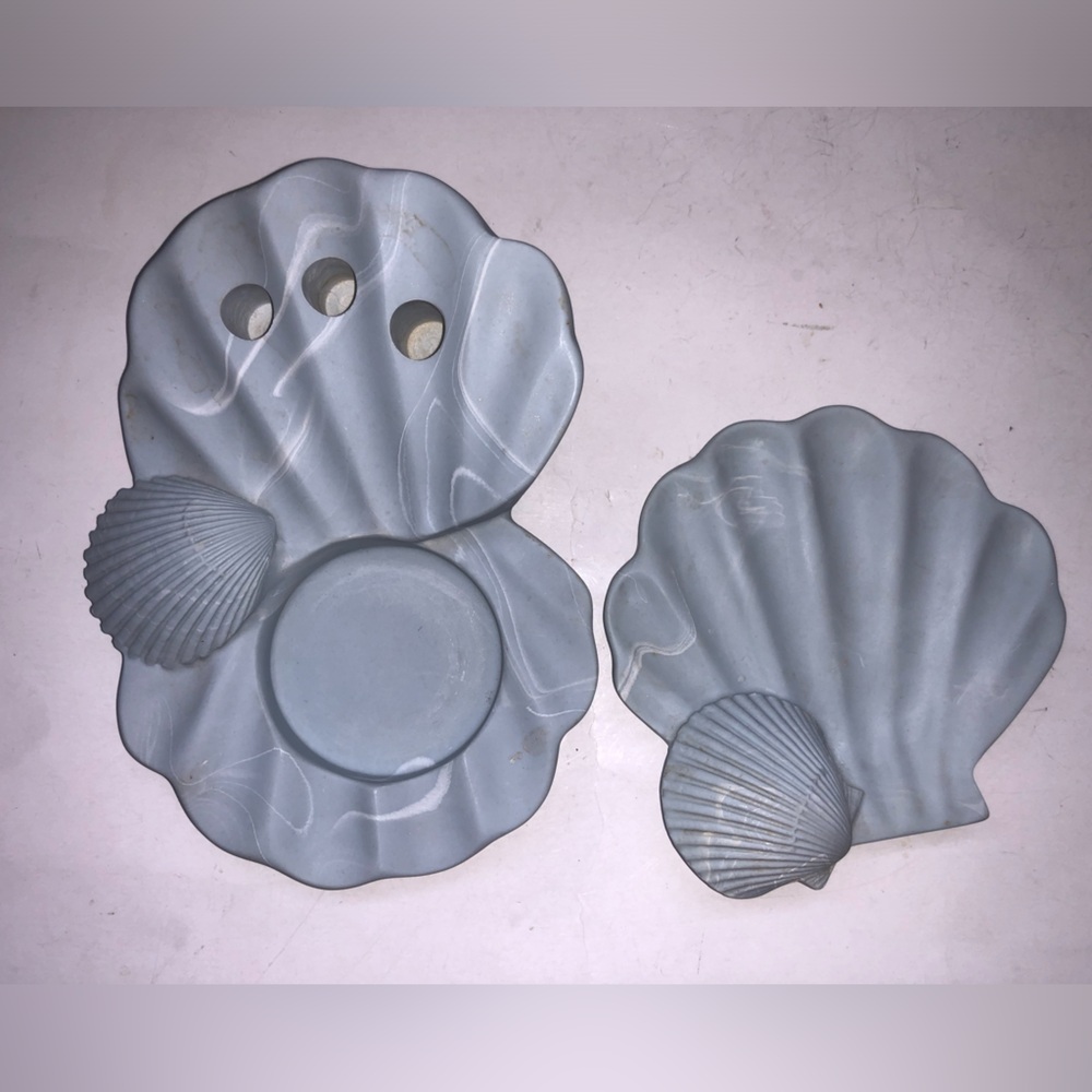 Vintage DINA vanity set Blue Shell Hand Crafted